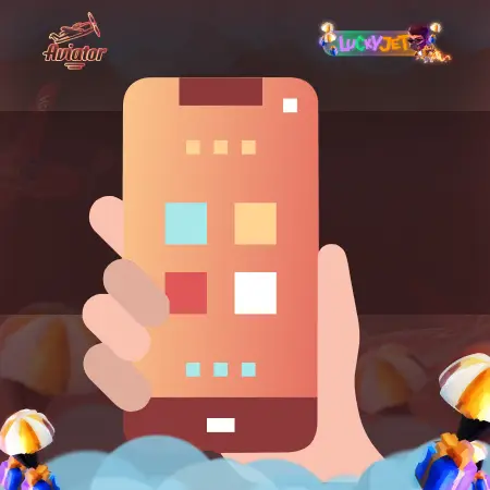 Mobile phone icon showing Aviator gameplay
